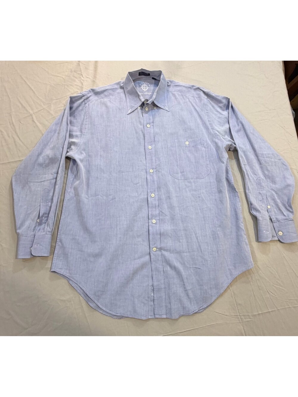 Vintage Nautica Oxford Shirt Men’s 16-33 Blue Cotton Made Hong Kong
